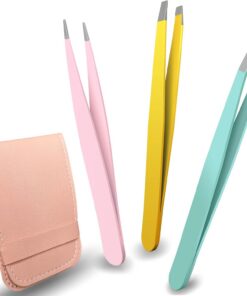 Juego de pinzas – Pinzas profesionales para cejas para mujeres – Pinzas de gran precisión para depilar, astillas y depilación encarnada (paquete de 3)