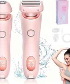 Afeitadoras para mujer recargables, kit de maquinilla de afeitar eléctrica 2 en 1, para uso en seco y húmedo, afeitadoras íntimas para mujer