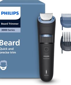 Philips Recortadora de barba series 3000, Hombre, Cuchillas autoafilables, 40 posiciones ajustables, Peine-guía Levanta y Recorta, 100% Resistente al agua, Indicador de batería, carga USB, BT3660/15