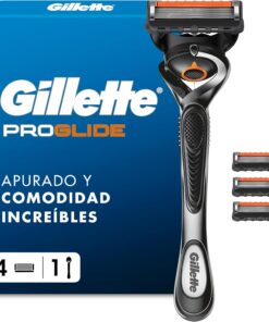 Gillette Proglide Maquinilla de Afeitar Hombre con 4 Recambios, Negro | 1 Mango + 4 Cuchillas de Afeitar con 5 Hojas Y Banda Lubricante, Diseñada para Un Afeitado Apurado