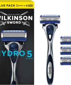 Wilkinson Sword - Maquinilla de Afeitar Hombre Hydro 5 con 4 Recambios de Cuchillas Recubiertas de Carbono, Gel hidratante y Recortadora de Precisión
