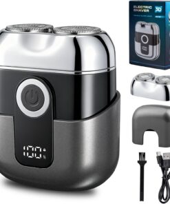 Mini Afeitadora Eléctrica Hombre - Afeitadora de Viaje Impermeable IPX6 con Pantalla LED, USB-C Rápido, Silenciosa & Portátil - Gris
