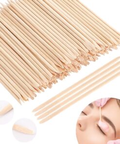 JANYUN - 200 varillas de cera para cejas, palitos aplicadores de cera, espátulas de madera para depilación, cara, pierna, cejas, palitos pequeños o palos de madera para manualidades (sin asa) | Espátulas de cera de madera para pequeñas áreas detalladas, barras de uñas de madera naranja