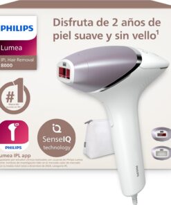 Philips Depiladora Lumea IPL serie 8000 - depilación con tecnología SenseIQ, 2 accesorios para cuerpo y cara, para uso con cable (modelo BRI944/00)