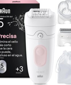 Braun Silk·épil 5 Depiladora Eléctrica Mujer, 5-060, Rosa | Depiladora Corporal con Peine Recortador, Cepillo Exfoliante Y Funda, Depila, Rasura Y Recorta, Resistente al Agua
