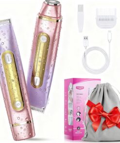 Afeitadora de bikini eléctrica 2 en 1 para mujer, recortadora de bikini de doble cabeza 2025 para mujer, IPX7, impermeable, uso húmedo y seco, maquinilla de afeitar eléctrica recargable para