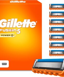 Gillette Fusion5 Power Cuchillas de Afeitar Hombre, Pack de 8 | Recambios para Maquinillas de Afeitar con 5 Hojas Antifricción, Barra de Gel Lubricante y Recortadora De Precisión