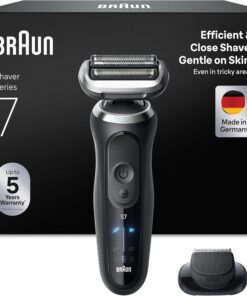 Braun Series 7 Afeitadora Eléctrica Hombre, 72-N1200SI, Negro | Máquina de Afeitar Barba Recargable, 3 Modos de Afeitado, 60 Min de Uso, Recortadora de Precisión, Estuche de Viaje
