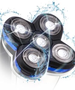 WOOPOWERCabezales de cuchilla de afeitar, 5 cabezales de repuesto, cuchilla de repuesto, cabezal de afeitadora eléctrica de fácil instalación para cabeza y cara, Azul, 1.00[set de ]