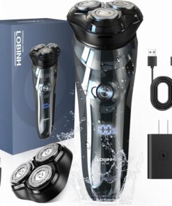 Maquinilla de afeitar eléctrica para hombre, recargable 3D, impermeable, IPX7, para hombres en húmedo y seco, maquinilla de afeitar giratoria eléctrica inalámbrica con recortadora desplegable