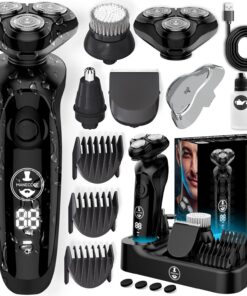 Maquinilla de afeitar eléctrica 7 en 1 para hombre - Afeitadora con tecnología de contorno flotante 8 y sensor de limpieza IQ (almacenamiento de cuchillas)