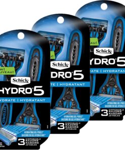 Schick Hydro 5 - Maquinillas de afeitar desechables para hombre con recortadora de barba, 9 unidades