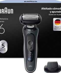 Braun Series 6 Afeitadora Eléctrica Hombre, 62-G1200SI, Gris | Máquina de Afeitar Barba Recargable, 2 Modos de Afeitado, 60 Min de Uso, Recortadora de Precisión, Estuche de Viaje