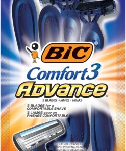 BIC Comfort 3 Advance Disposable Razor, Men, 4-Count by Bic | Experiencia de afeitado ultra relajante | Mango texturizado para un mejor agarre | Tira lubricante con aloe vera y vitamina E
