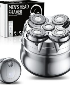 Afeitadoras eléctricas de cabeza para hombres calvos, recargables, impermeables, inalámbricas, cabeza giratoria, plateadas, alimentadas por pilas, aseo masculino, estilo minimalista, color