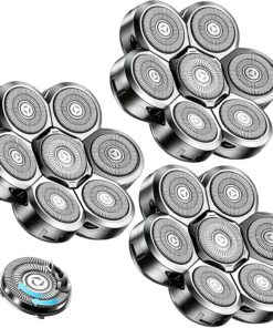 Cabezales de repuesto de 7 cuchillas para la mayoría de las marcas de afeitadoras eléctricas | Para afeitadora SHPAVVER/Wyklaus/Cyruzi, plata, paquete de 3