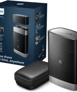 Philips Afeitadora Portátil, Afeitadora Eléctrica en Seco y Húmedo de Viaje para hombre, Sistema de Cuchillas ComfortCut, Cabezales flotantes 3D, Diseño compacto, Batería potente, Modelo PQ888/06