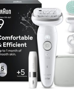 Braun Silk·épil 9 Flex SkinSpa Depiladora Eléctrica Mujer, 9-381, Plata | Depiladora Corporal Resistente al Agua, con Minirrasuradora Facial, Cepillo de Exfoliación Y Funda, Depila y Exfolia