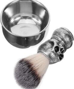 Cabilock Kit de Afeitado para Hombres con Brocha de Afeitar de Fibra y Cuenco de Acero Inoxidable para Espuma, Adecuado para Uso Personal en Casa y Salón