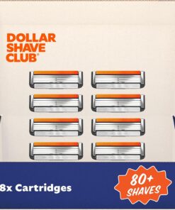 Dollar Shave Club Cartuchos de repuesto de 4 cuchillas Club Razor, 8 unidades, cuchillas de acero inoxidable cortadas con precisión, ideales para cabello más largo y puntos difíciles de afeitar,