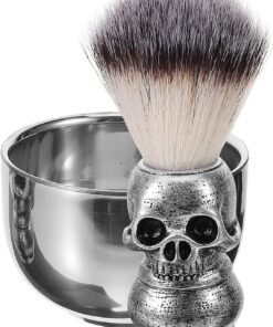 STOBAZA Kit de Brocha de Afeitar con Cuenco de Acero Inoxidable para Hombre y Cerdas, Herramienta de Afeitado para Uso Personal y Salón de Peluquería