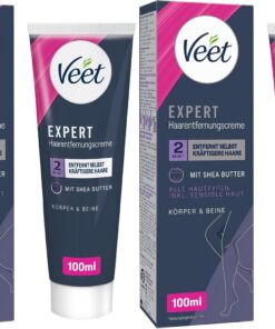 Veet Expert - Crema depiladora para cuerpo y piernas, para todo tipo de pieles, incluye piel sensible, 100 ml (Paquete de 2)