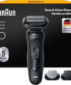 Braun Series 5 Afeitadora Eléctrica Hombre, 52-N1650SI, Negro | Máquina de Afeitar Barba Resistente al Agua, Recargable, 50 Min de Uso, Cabezal de Recortadora Corporal