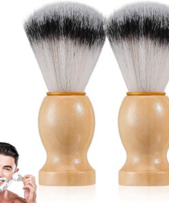 SHINEOFI Kit de Brochas de Afeitar Cabello Mango de Madera y Cerdas Sintéticas, 2 Piezas para Barbería y Cuidado Después del Afeitado