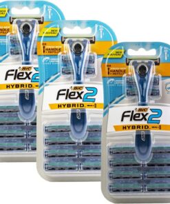 Bic Flex 2 Hybrid Razor - 1 Handle & 10 Cartridges Per Package - Pack of 3 Packages
