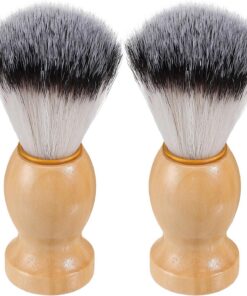 Generic Brocha de Afeitar para Barba Mango de Madera 2 Piezas Cerdas Suaves Nylon para Cuidado y Moldeado de Barba Hombres en Peluquería