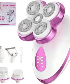 Afeitadora eléctrica para mujer, maquinilla de afeitar 5 en 1 húmeda y seca, removedor de vello recargable sin dolor con pantalla LED para piernas, axilas, cuerpo, aseo facial con recortador de nariz