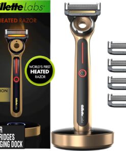 Maquinilla de afeitar térmica GilletteLabs Gold Edition - 1 mango, 5 recambios de cuchillas, 1 base de carga