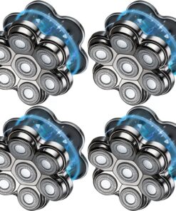 Cabezales magnéticos de repuesto para afeitadora de cabeza 7 cuchillas de afeitar giratorias impermeables de doble anillo para hombres calvos compatibles con Freebird Wyklaus Shpavver (plateado 4)
