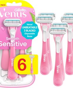 Gillette Venus Rasuradoras desechables sensibles, color rosa, 6 unidades