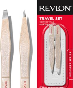 Revlon Designer Series - Juego de mini pinzas, kit de herramientas de depilación con mini pinzas de punta inclinada y punta puntiaguda, portátil y fácil de usar, fabricado con acero inoxidable de