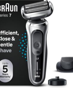 Braun Series 7 Afeitadora Eléctrica Hombre, 71-S4200cs, Plata | Máquina de Afeitar Barba con Recortadora de Precisión, Base de Carga, Uso en Seco y en Mojado, Recargable, Inalámbrica