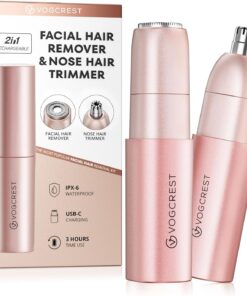 VG VOGCREST Recortadora de nariz para mujer: depilación facial recargable 2 en 1, mini afeitadora facial portátil para barbilla, labios, melocotón, pelusas ideal para viajes