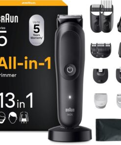 Braun Recortadora Todo en Uno Series 5, AIO5565, Negro | Kit de Styling 13en1 para Barba, Pelo, Orejas, Nariz Y Cuerpo, 120 Min, Cortapelos Hombre con Lámina Ultra Afilada