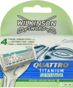 Wilkinson Sword Quattro Titanium Sensitive - Cuchillas de afeitar para hombre (4 unidades)