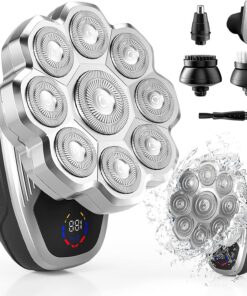 Maquinilla de afeitar eléctrica para hombres, afeitadoras de cabeza para hombres calvos, maquinillas de afeitar eléctricas 5 en 1 con afeitadora de cabeza calva húmeda y seca, afeitadora de cabeza