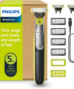 Philips OneBlade 360 Auténtico Barbero, afeitadora y recortadora eléctrica facial y corporal, 3x 360 cuchillas, 4x peine para barba incipiente (1,2,3,5mm), 1x kit corporal, QP2834/31