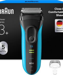 Braun Afeitadora Eléctrica Hombre Series 3, ProSkin 3040s, Negro/Azul | Máquina de Afeitar Barba con Cabezal de Precisión, 45 Min de Uso, Recargable, Peine MicroComb para Un Afeitado Suave