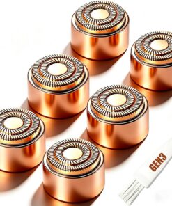Cabezales de repuesto Gen 3 compatibles con removedor de vello facial impecable para mujeres, cuchillas de repuesto de doble anillo, oro rosa (Gen3-6 unidades)