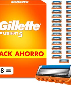 Gillette Fusion5 Cuchillas de Afeitar Hombre, Pack de 28 | Recambios para Maquinillas de Afeitar con 5 Hojas, Banda de Gel Lubricante Y Recortadora de Precisión