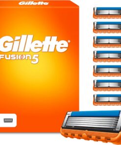 Gillette Fusion 5 Cuchillas de Afeitar Hombre, Paquete de 8 Cuchillas de Recambio (el embalaje puede variar) | Recambios para Maquinillas de Afeitar con 5 Hojas, Banda de Gel Lubricante y Recortadora De Precisión + Pegatina