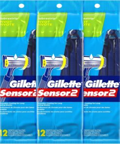 Gillette Sensor2 Pivoting Head + Lubrastrip - Maquinillas de afeitar desechables para hombre, 12 unidades (paquete de 3, total 36 maquinillas de afeitar)