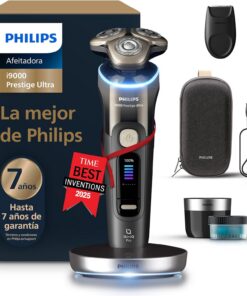Philips i9000 Prestige Ultra, Afeitadora Eléctrica Hombre, Máquina de Afeitar Barba en Seco y Mojado, Tecnología SkinIQ Pro, Base de Carga, Recargable, Estuche Premium, Centro de limpieza, XP9405/31