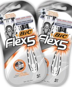 BIC Flex5 Maquinillas de Afeitar Desechables para Hombre, la recortadora de precisión, 2 Paquetes de 3