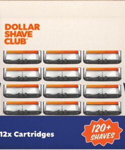 Dollar Shave Club Cartuchos de recambio para maquinilla de afeitar de 6 cuchillas, plateado/azul, 12 unidades