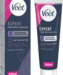 Veet Expert - Crema depiladora para cuerpo y piernas, para todo tipo de pieles, incluye piel sensible, 100 ml